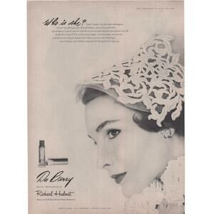 DuBerry Lipstick Magazine Advertisement Black & White 1950 Vintage Beauty Model